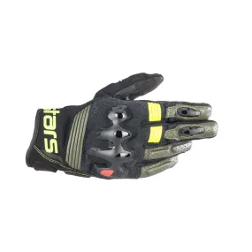 Alpinestars Halo Motorcycle Gloves Forest Black Yellow Fluo