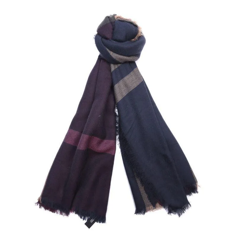 Barbour Tartan Wool Scarf - Damson