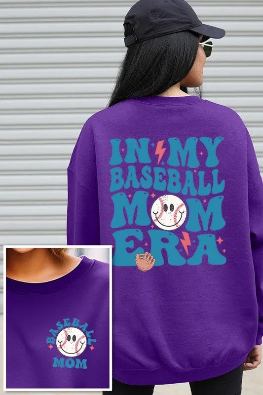 Baseball Mom Front Back Graphic Fleece Sweatshirts