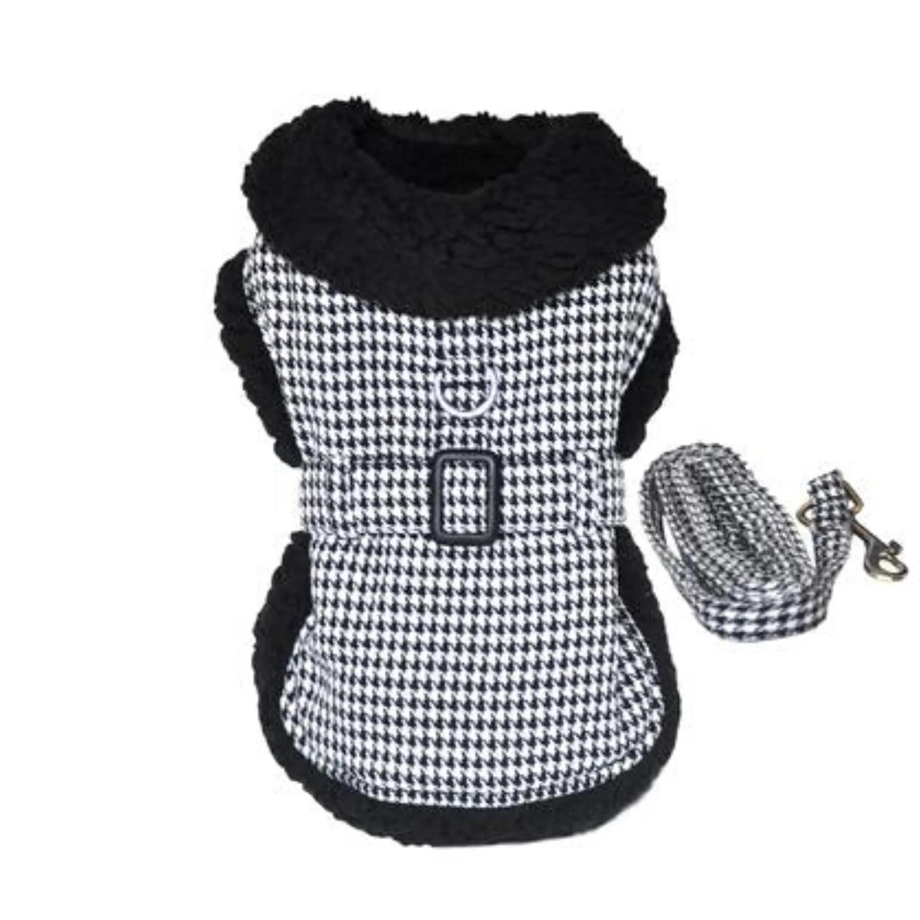 Black and White Classic Houndstooth Dog Coat