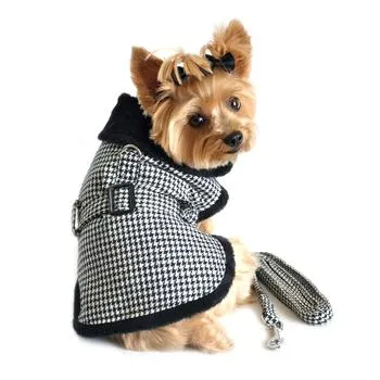 Black and White Classic Houndstooth Dog Coat