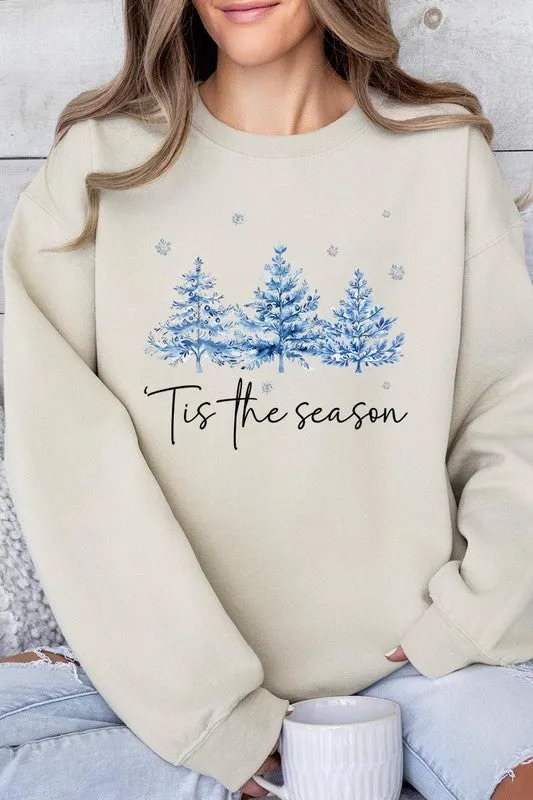 Blue Christmas Trees Tis the season Sweatshirts