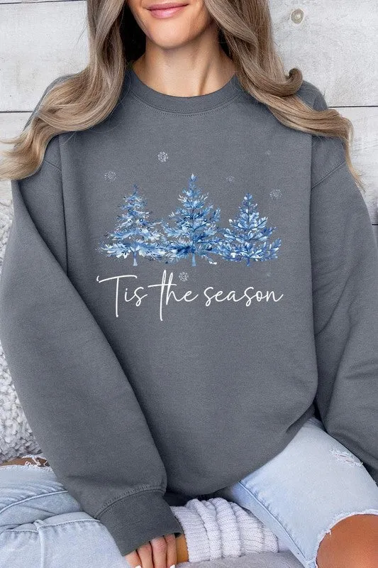 Blue Christmas Trees Tis the season Sweatshirts