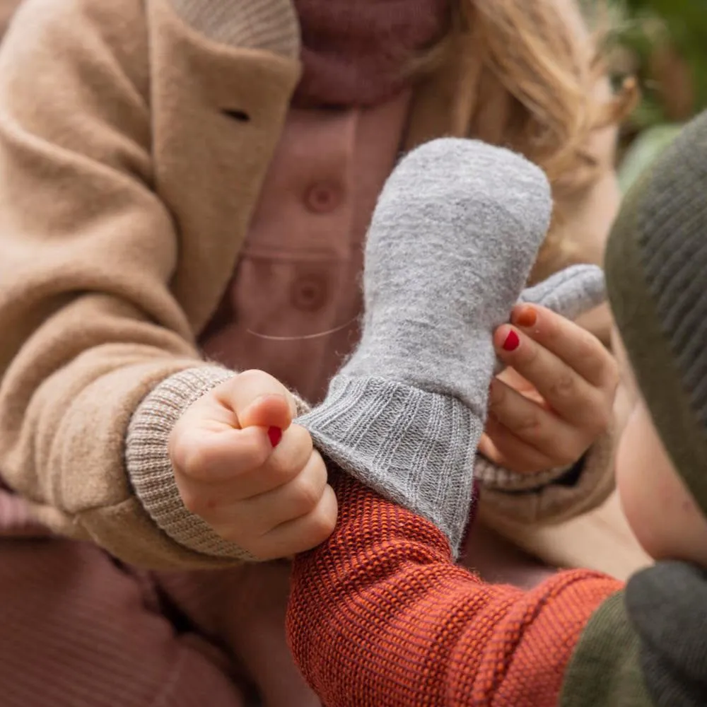 Boiled Merino Wool Gloves - rose