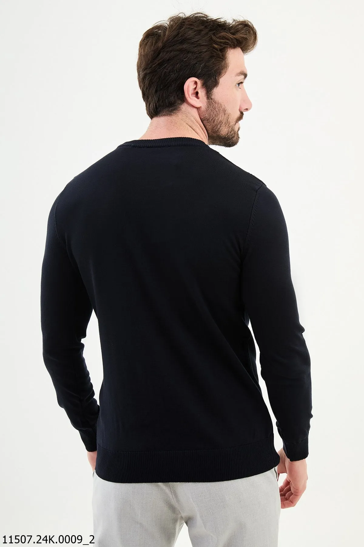 Brabion Dante Slim Fit Navy Blue Knitted Sweater