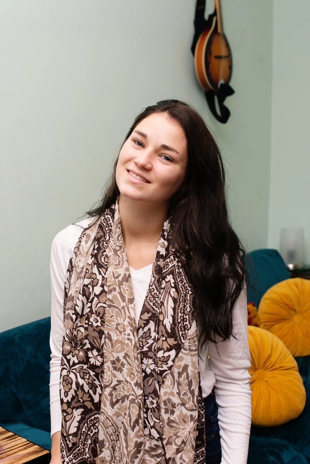 Brown Flower Scarf