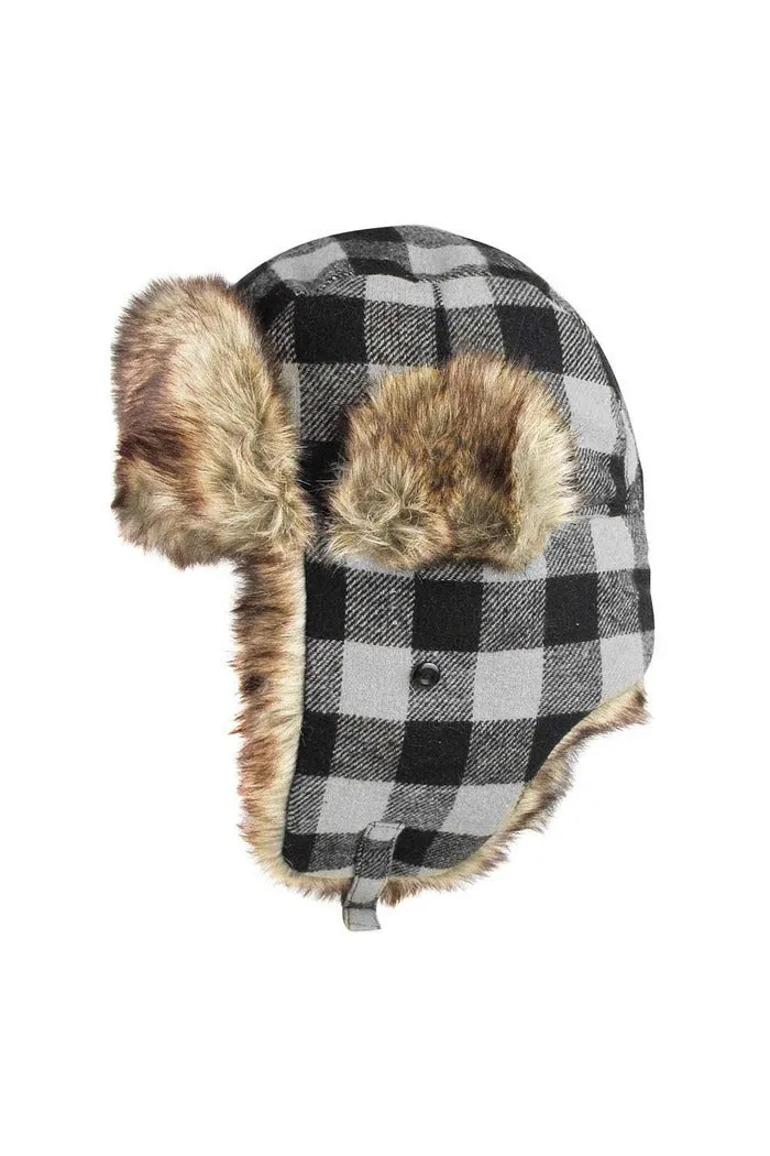 Buffalo Check Patterned Trapper Hat