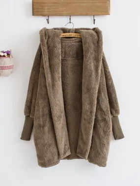 Casual Bat Sleeve Women Plush Coats