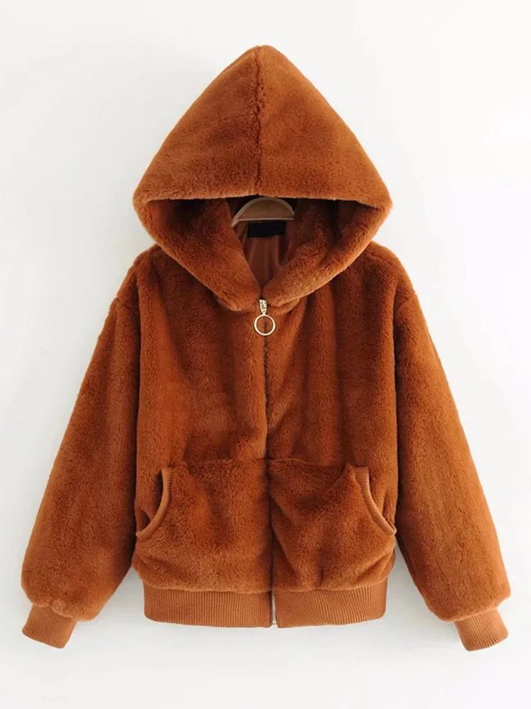 Casual Hooded Women Fleece Coats