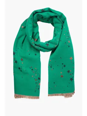 Celestial Print Winter Scarf - Green