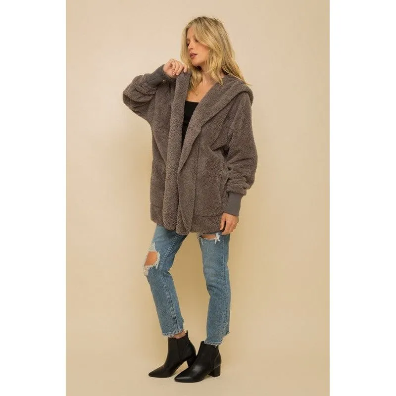 Faux Fur So Soft Plush Hooded Jacket With Pockets