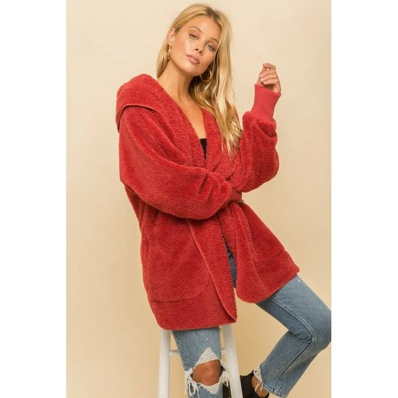 Faux Fur So Soft Plush Hooded Jacket With Pockets