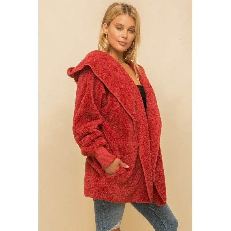 Faux Fur So Soft Plush Hooded Jacket With Pockets