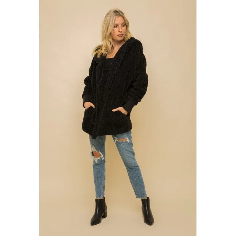 Faux Fur So Soft Plush Hooded Jacket With Pockets