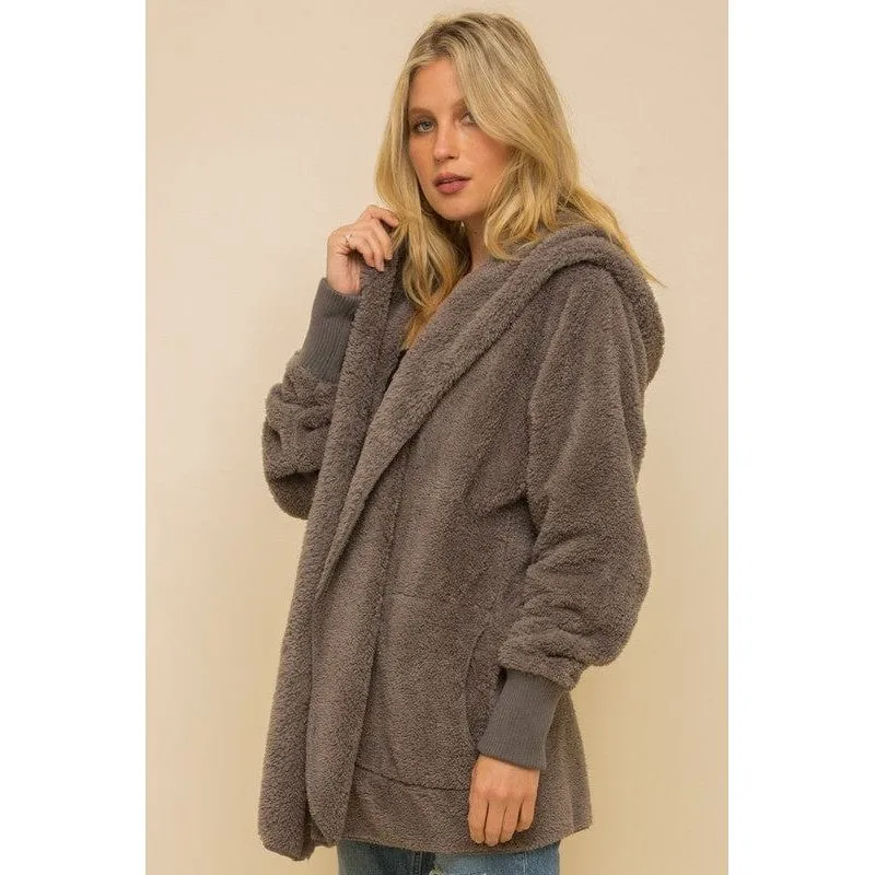 Faux Fur So Soft Plush Hooded Jacket With Pockets