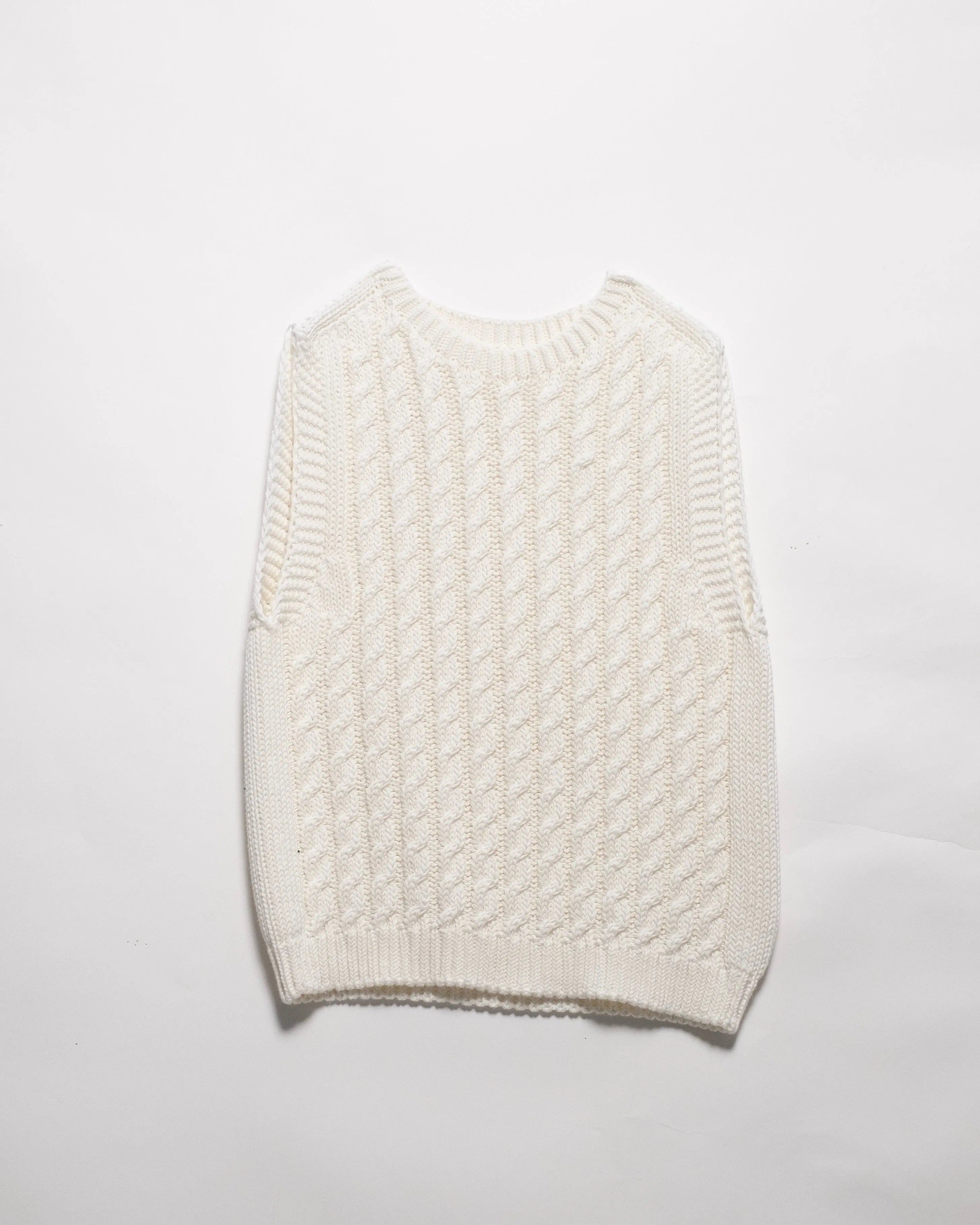 Fine Cotton Cable Tank Top (3D-Knit)