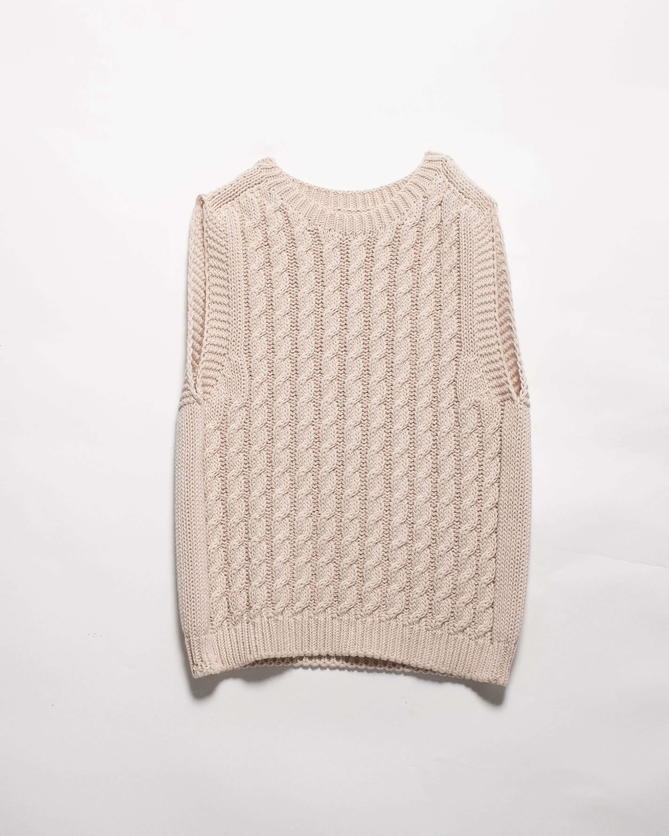 Fine Cotton Cable Tank Top (3D-Knit)