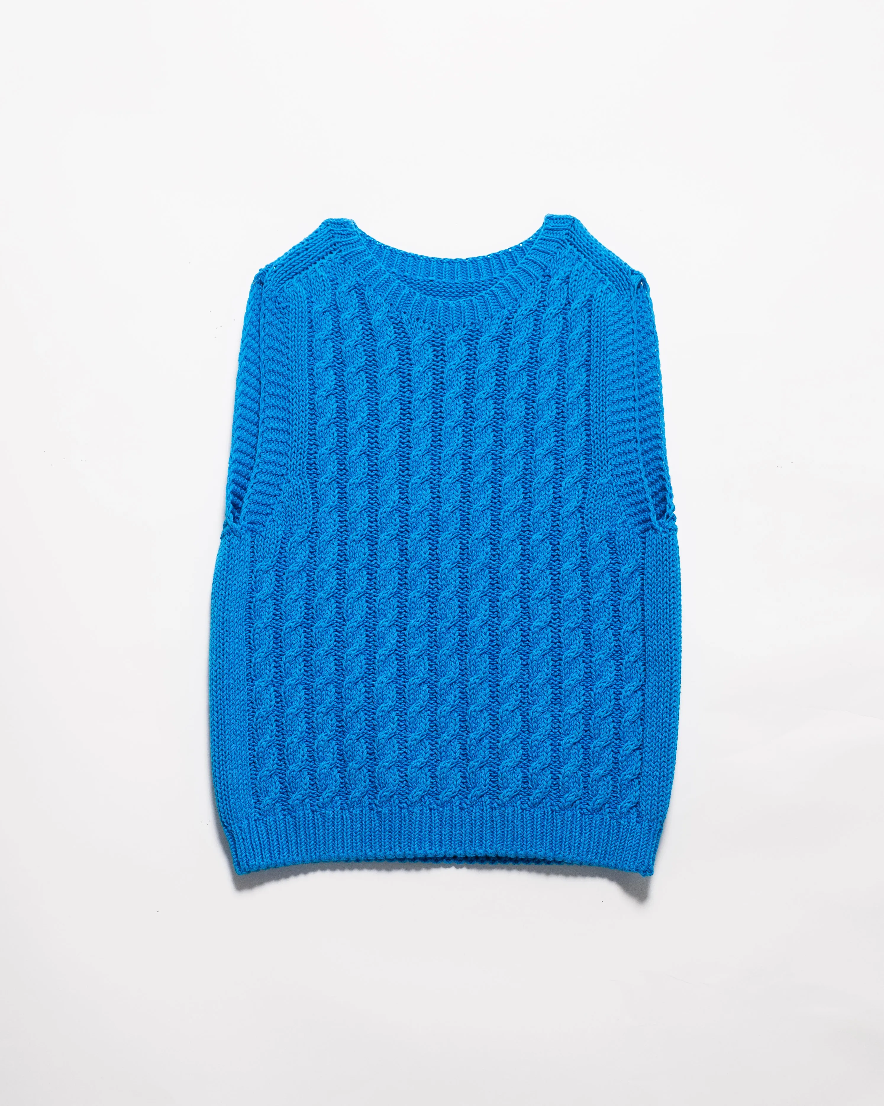 Fine Cotton Cable Tank Top (3D-Knit)