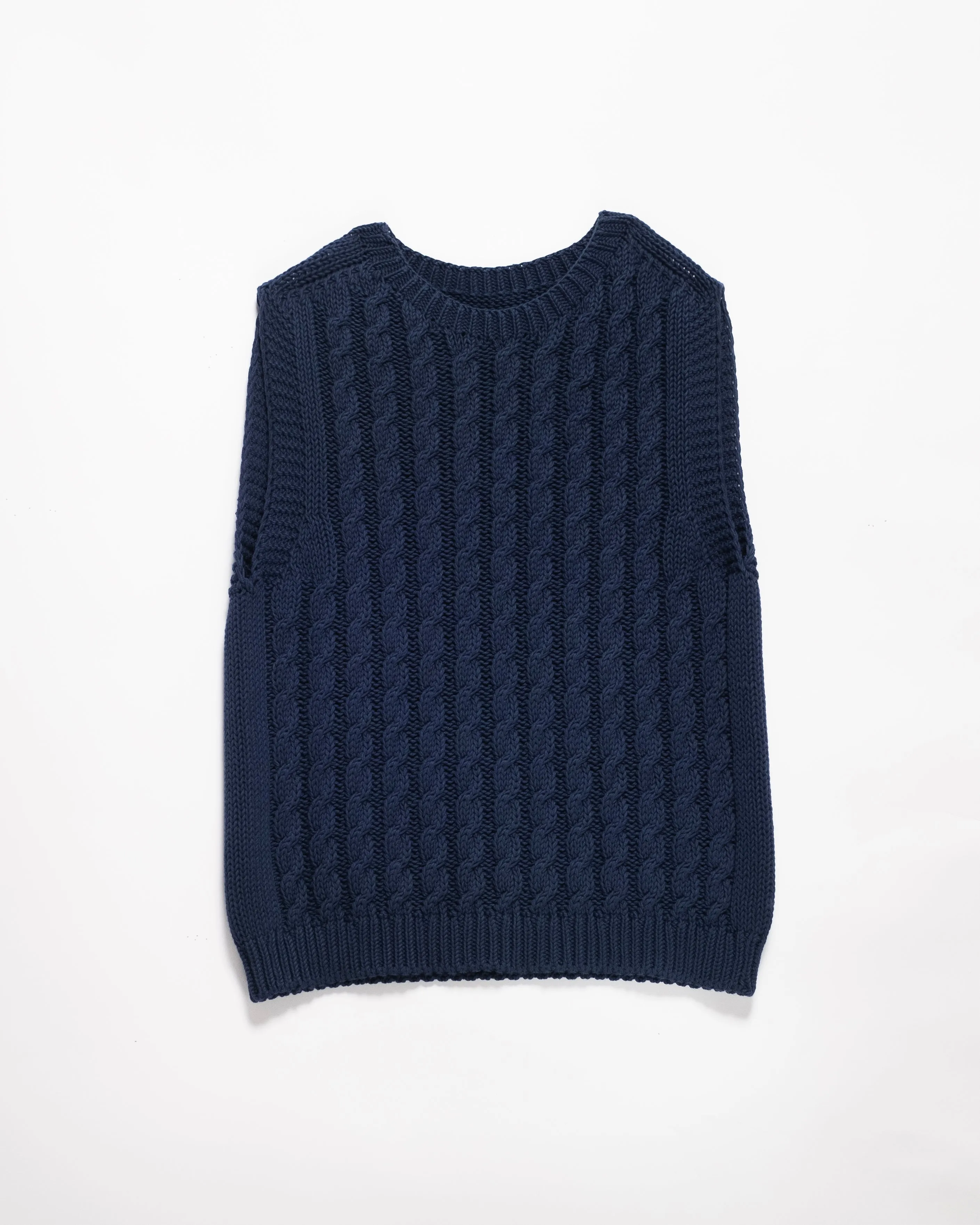 Fine Cotton Cable Tank Top (3D-Knit)