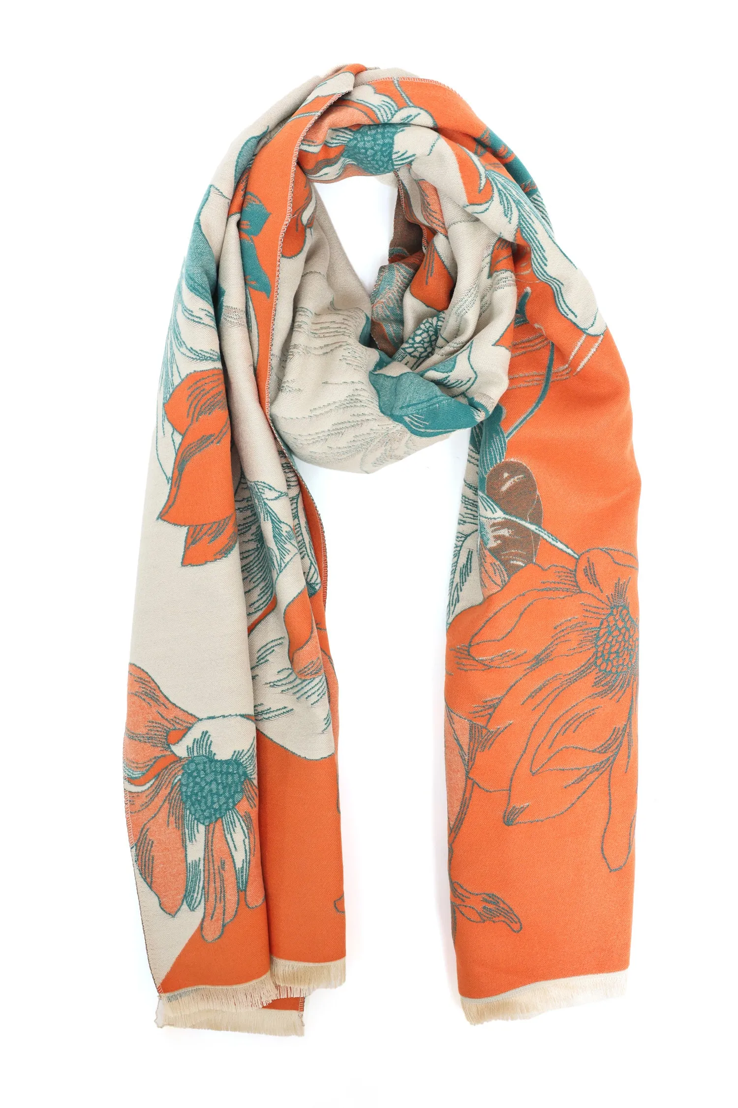 FLORAL BLOOM SCARF-ORANGE