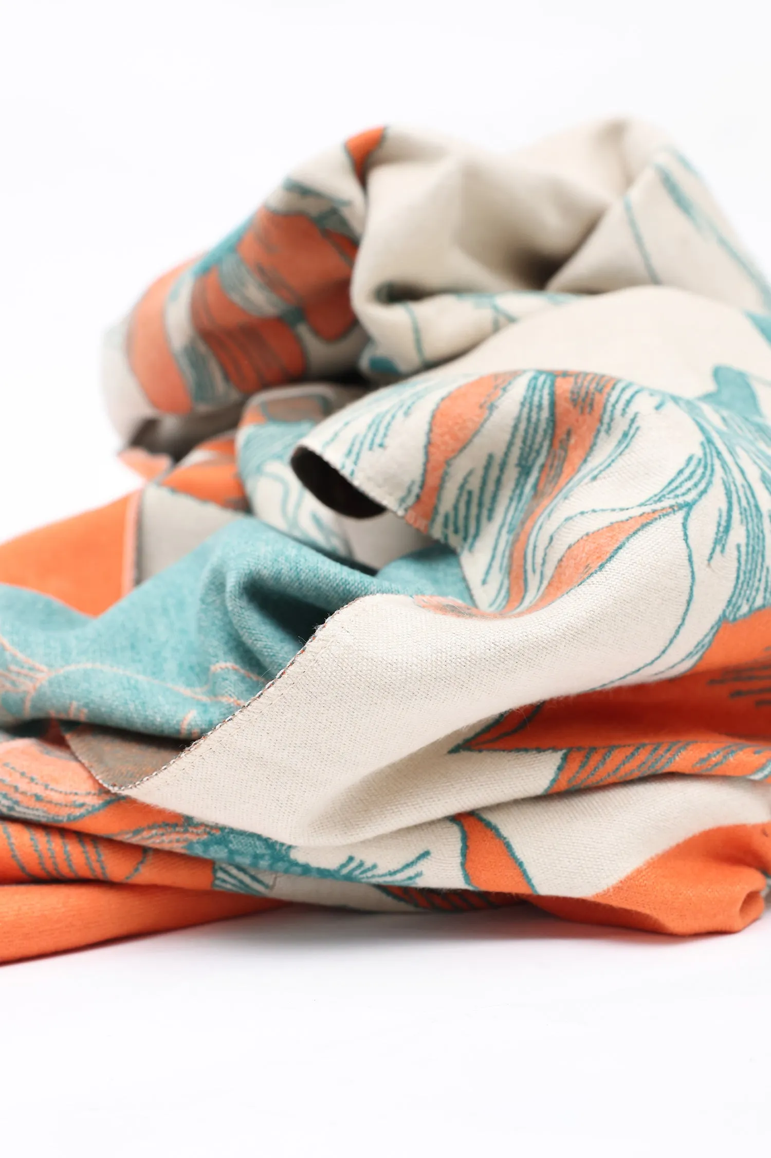 FLORAL BLOOM SCARF-ORANGE