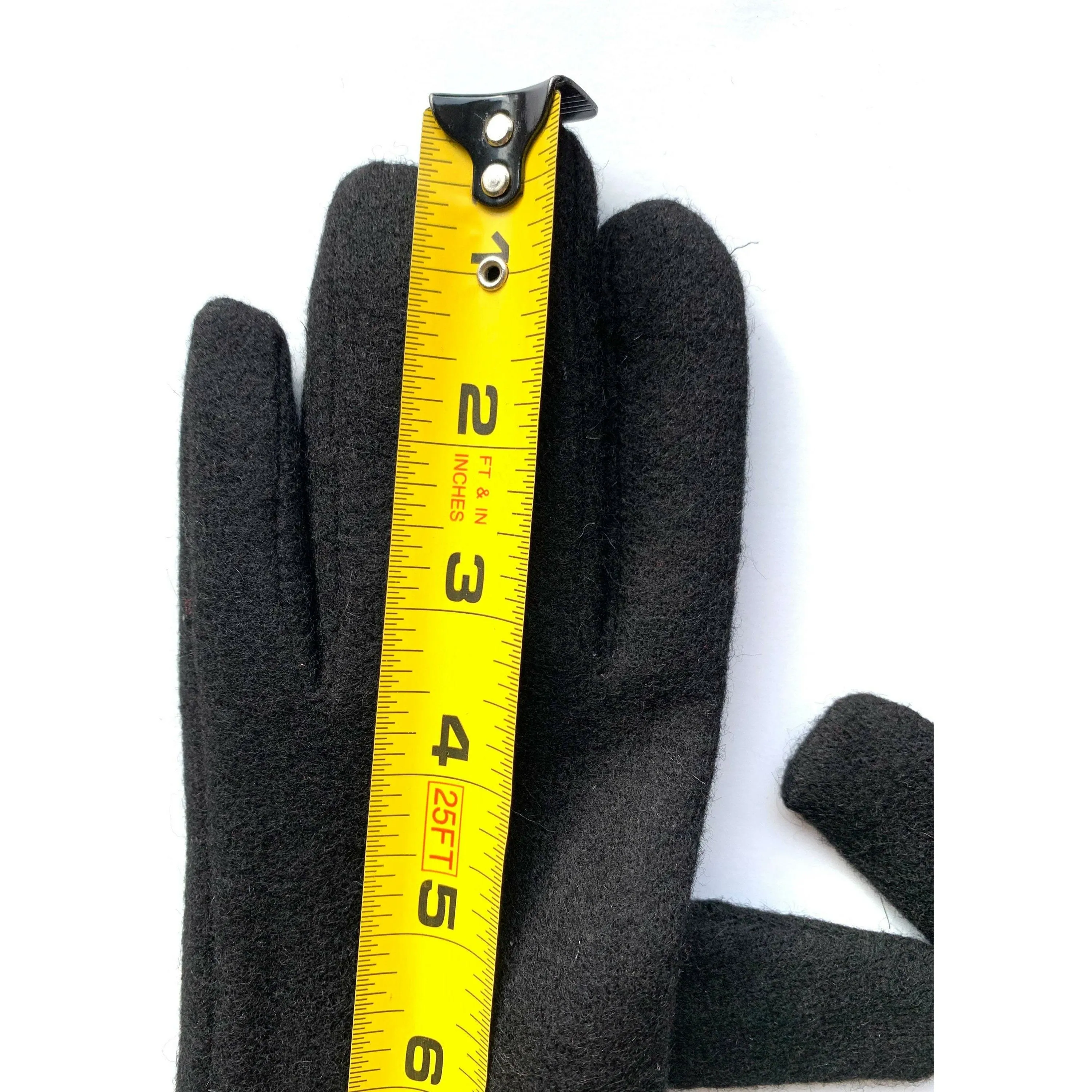 Fully lined black wool gloves in soft stretch velvet and shimmering gold. - Ew-La-La! Free shipping.