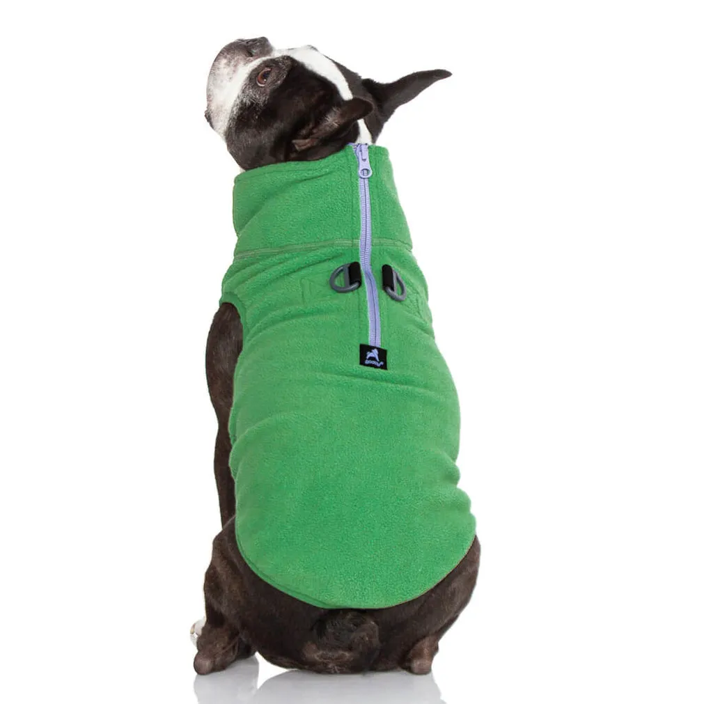 half zip-up fleece vest - green