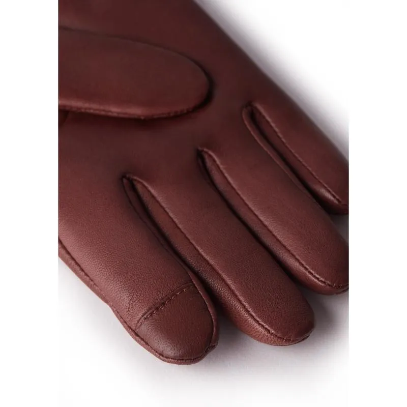 Holland Cooper Monogram Leather Ladies Wool Cashmere Lined Gloves - Chocolate