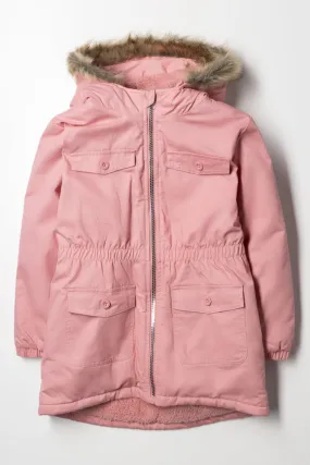 Hooded Parka Coat Pink