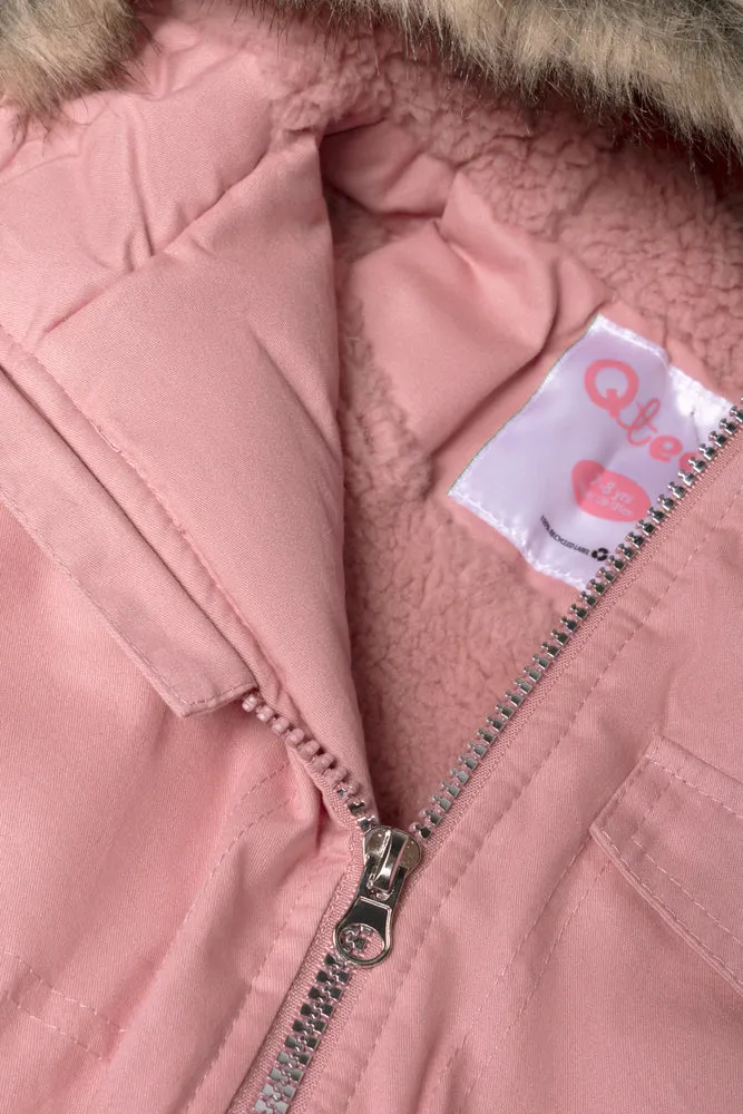 Hooded Parka Coat Pink