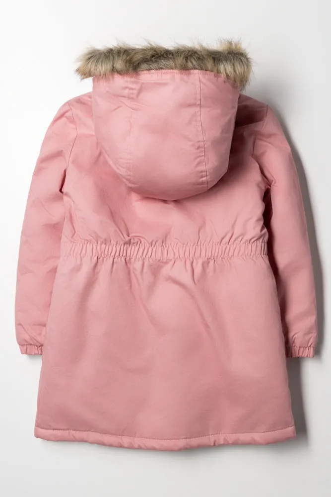 Hooded Parka Coat Pink