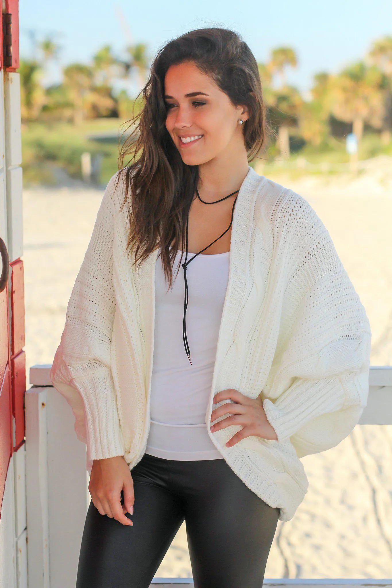 Ivory Cable Knit Cardigan