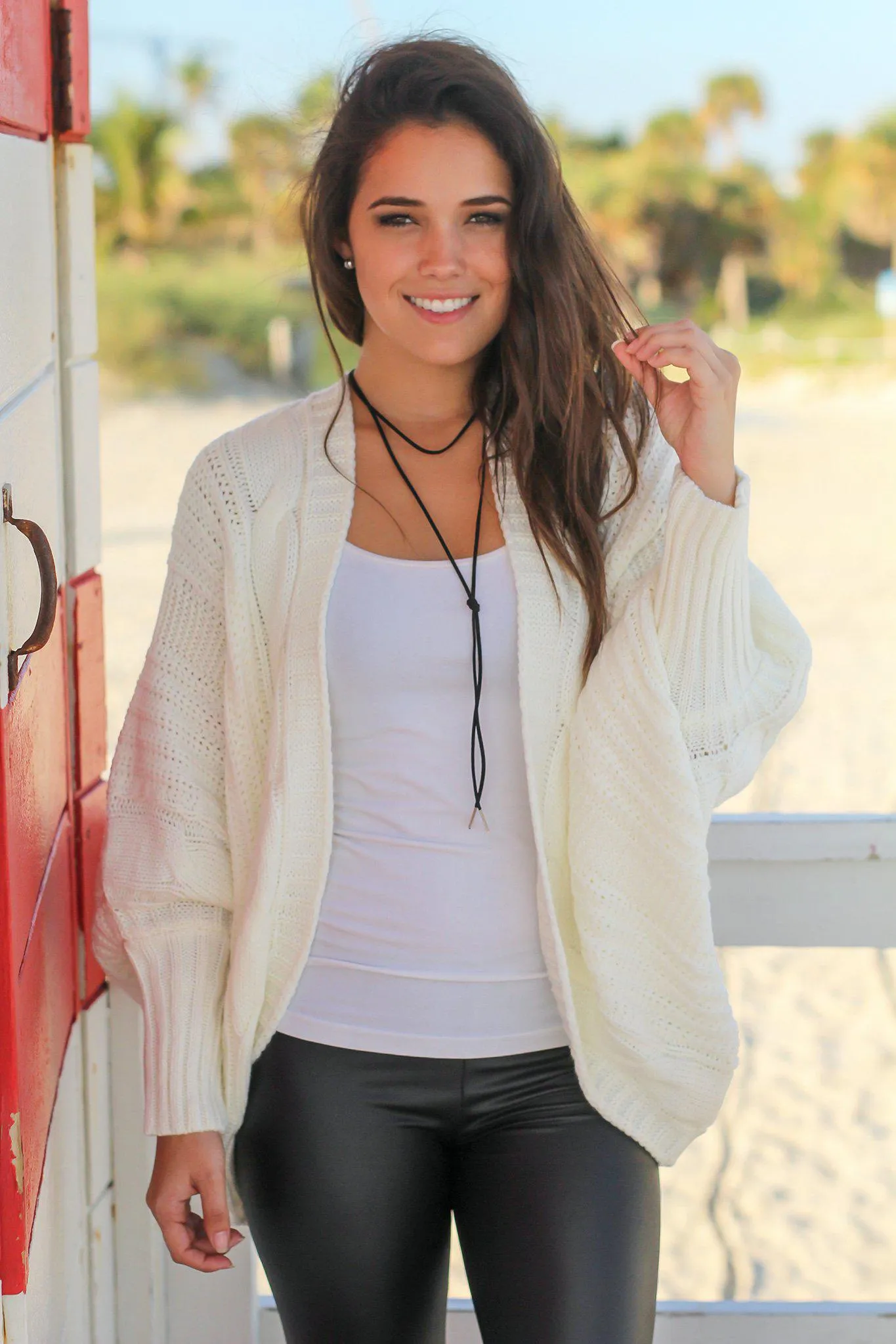 Ivory Cable Knit Cardigan