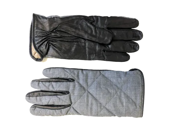 Leather Gloves with Wool Glen Check