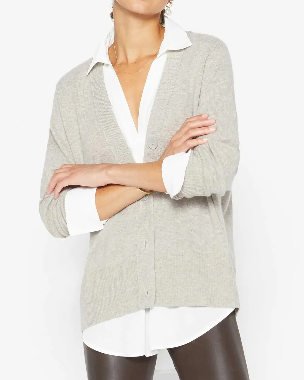 Light Chia Melange Callie Layered Looker Cardigan