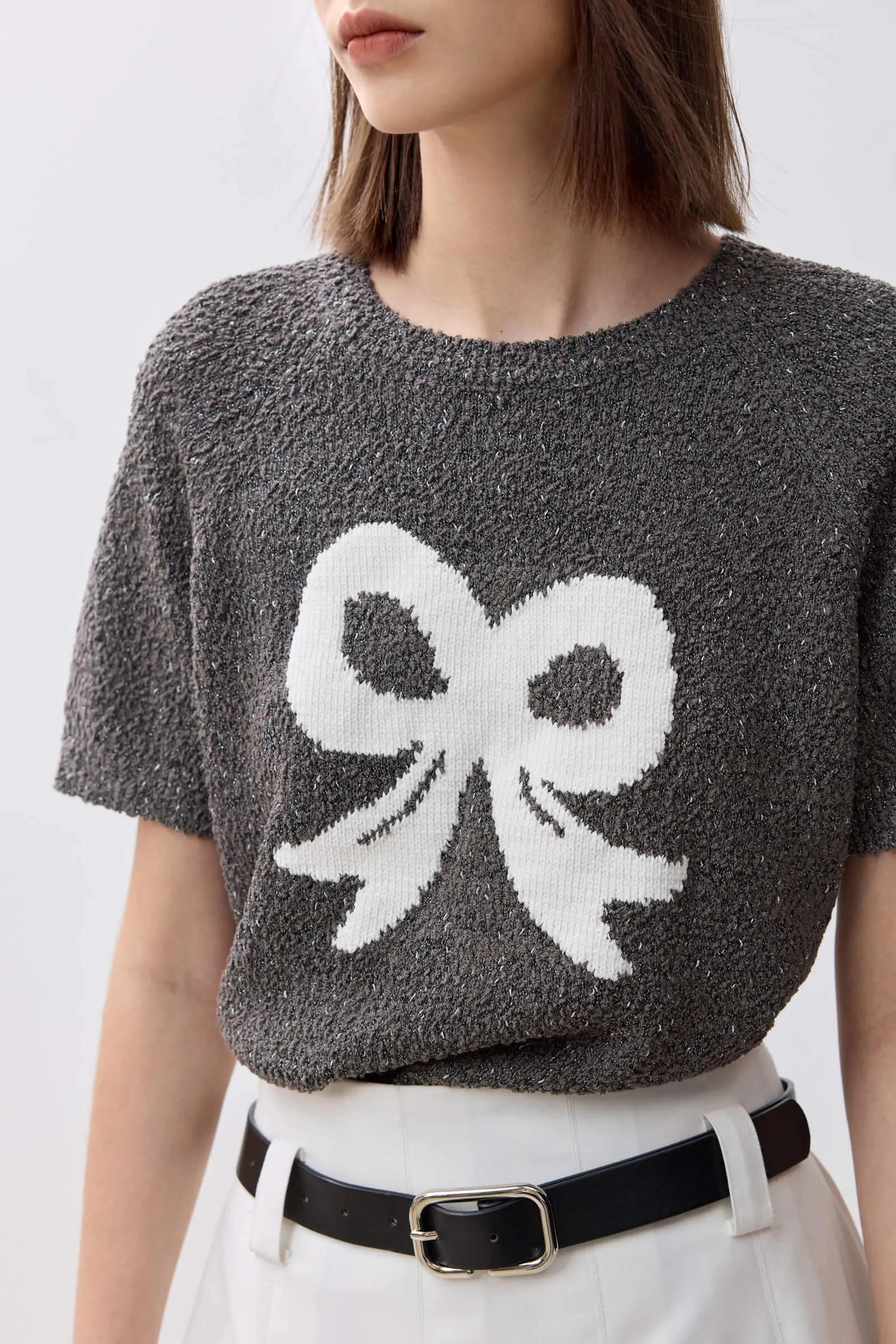 LILY Grey Bow Knit