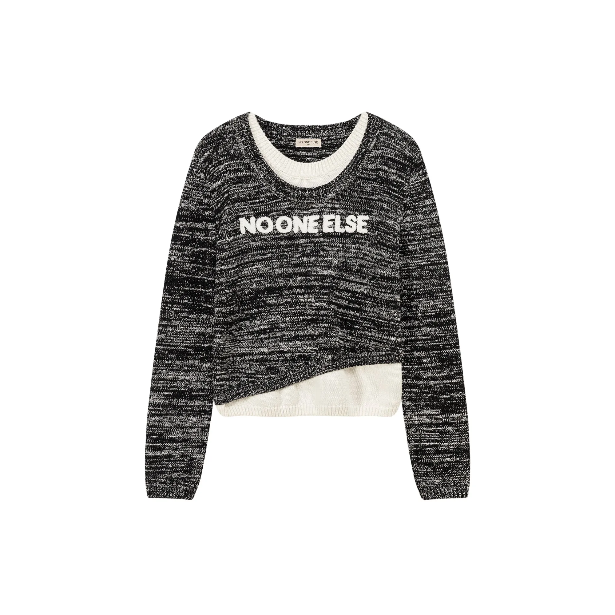 Logo Color Combination Layered Knit Sweater