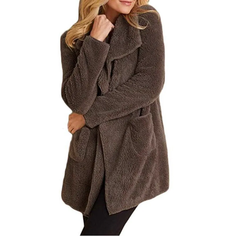 Loose Plush Pocket Cardigan Coat