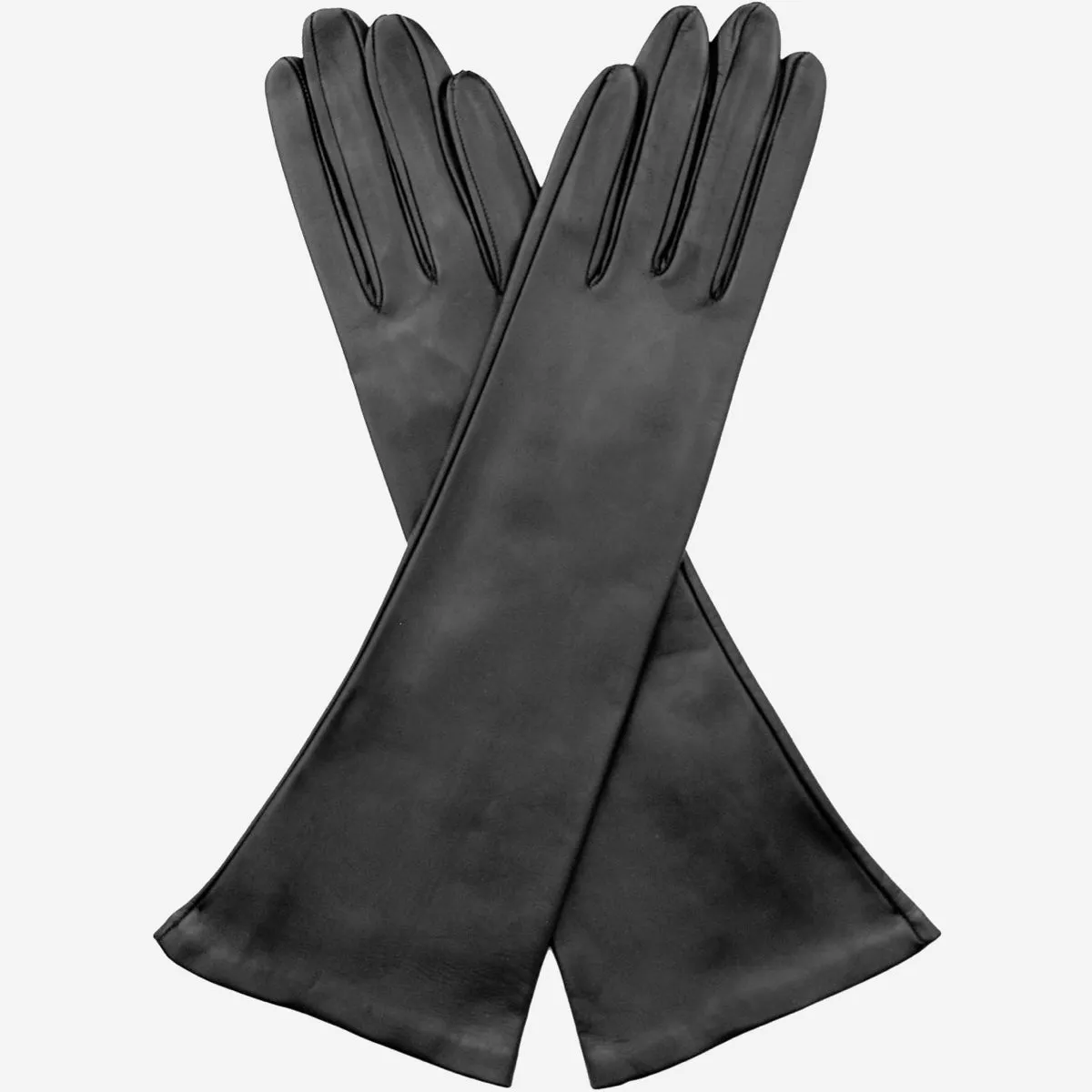 Lucia (black) - Italian unlined 6-button length leather opera gloves