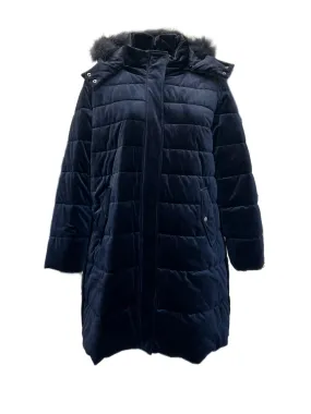 Marina Rinaldi Women's Navy Pavone Quilted Hooded Jacket NWT