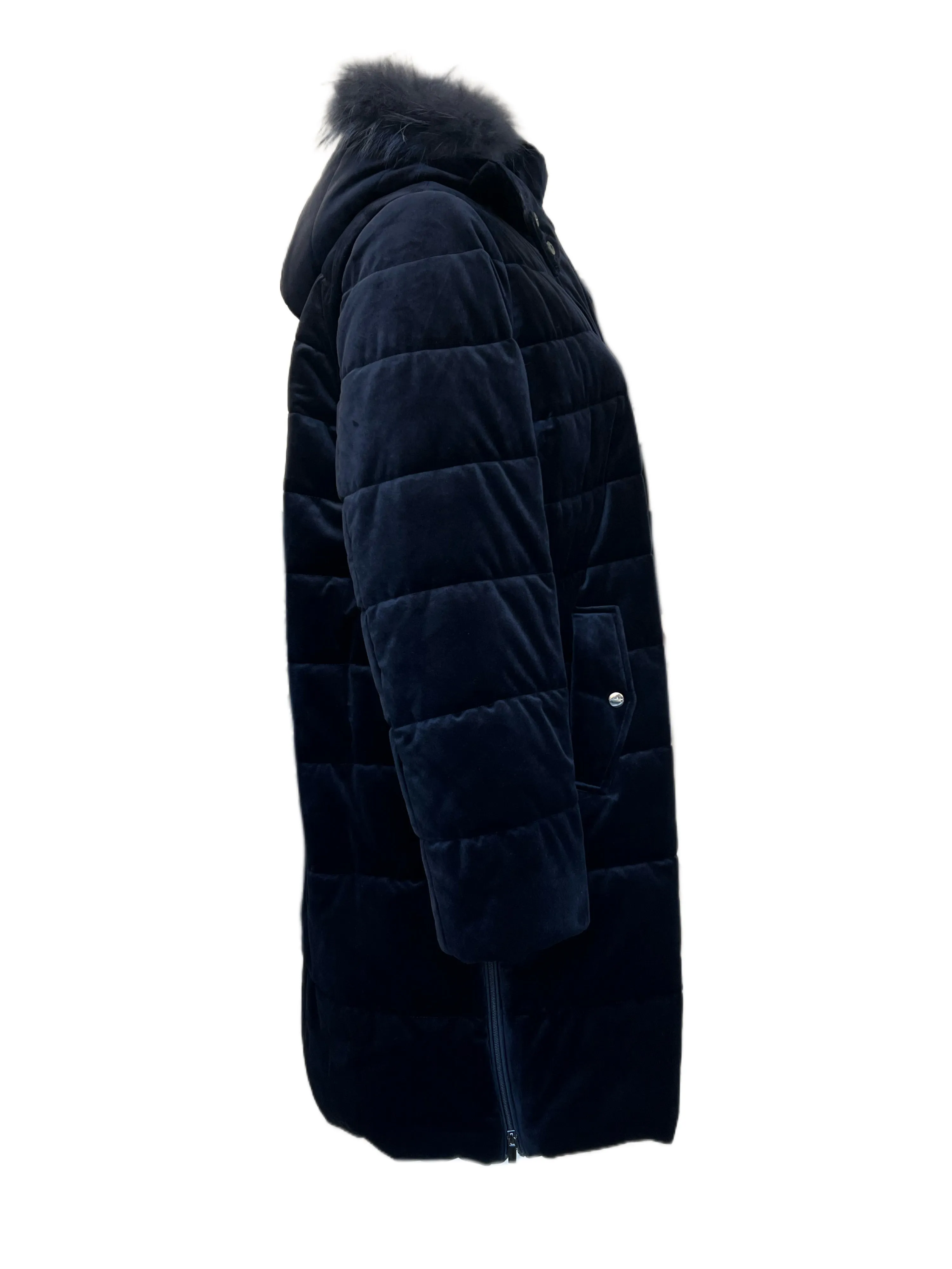 Marina Rinaldi Women's Navy Pavone Quilted Hooded Jacket NWT