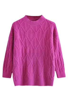 'Melanie' Round Neck Cable-Knit Sweater