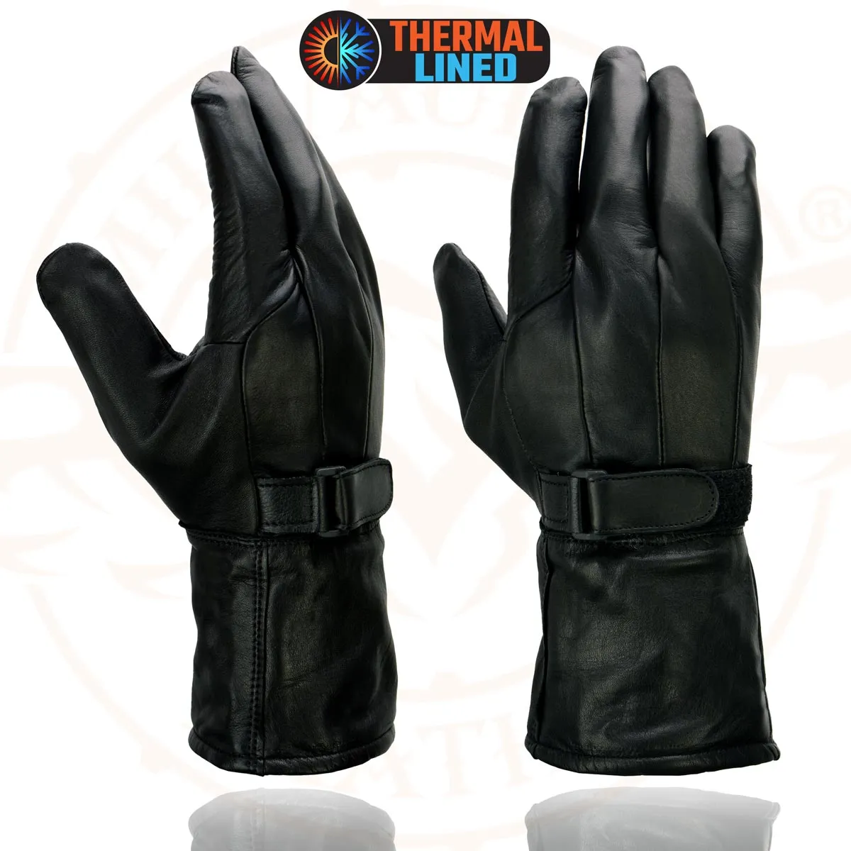 Milwaukee Leather MG7505 Men's Black Gauntlet Leather Winter Motorcycle Hand Gloves