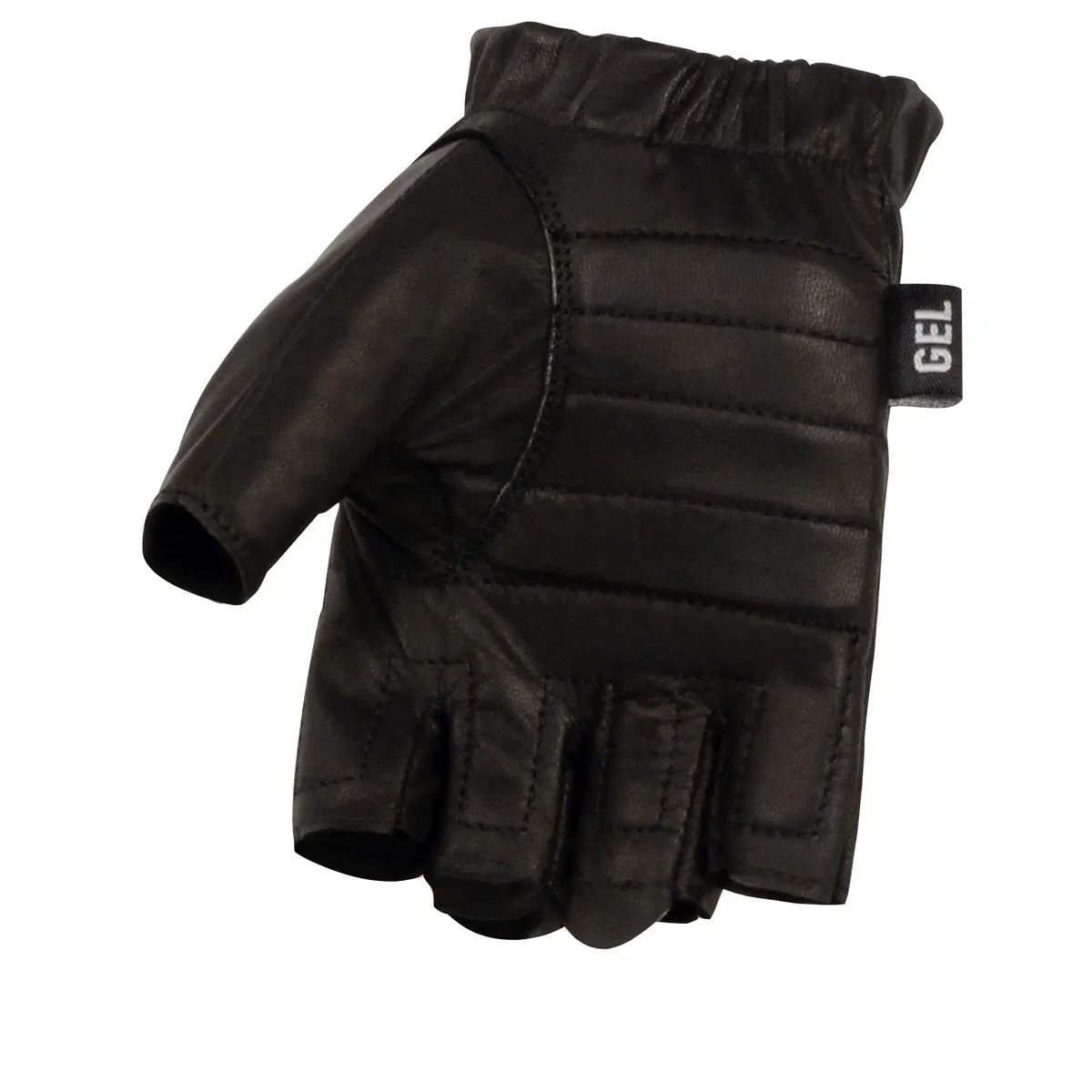 Milwaukee Leather SH206 Men's Black Leather Gel Padded Palm Fingerless Motorcycle Hand Gloves W/ ‘Welted’ Design