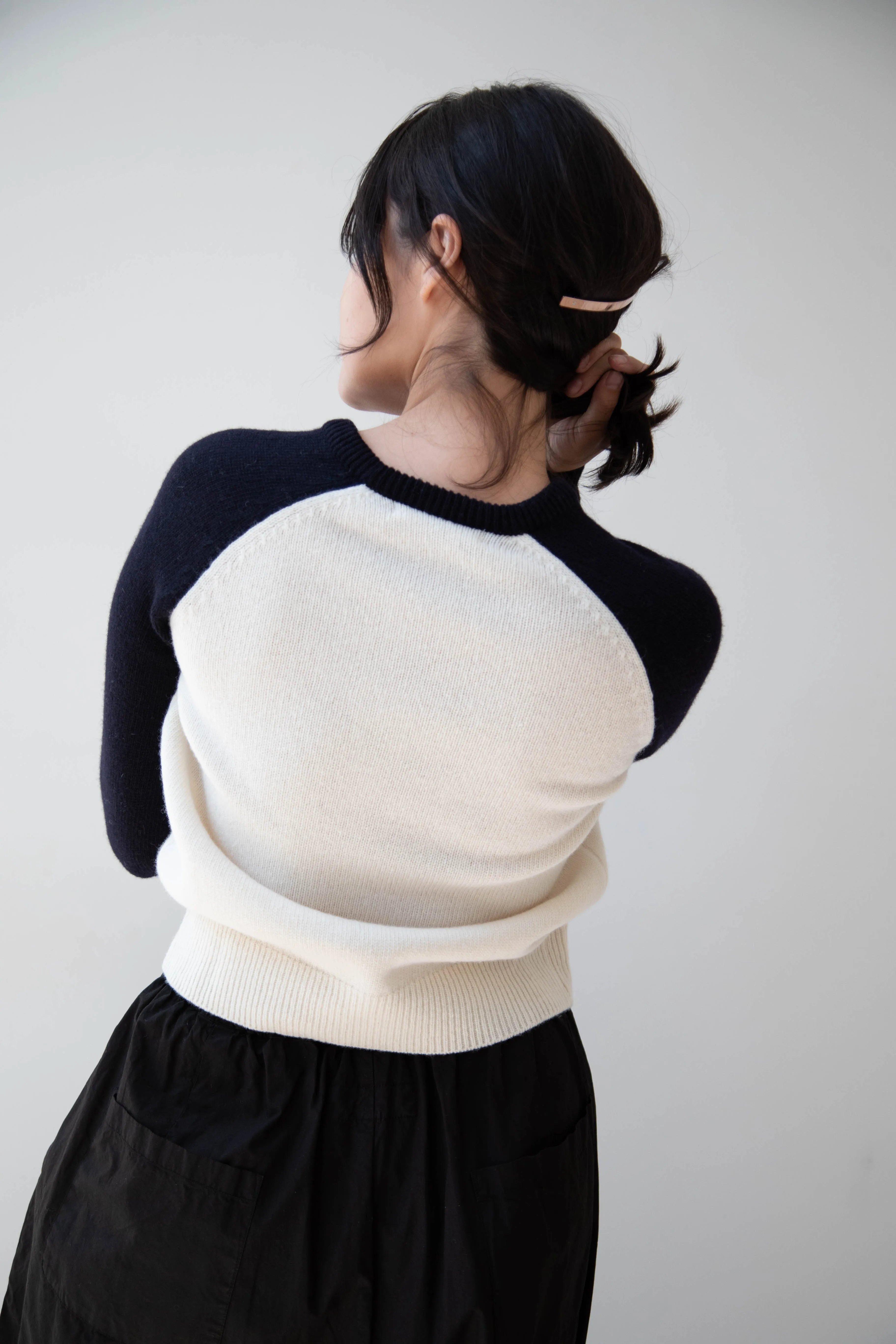 Nothing Written | Raglan Wool Sweater in White & Navy