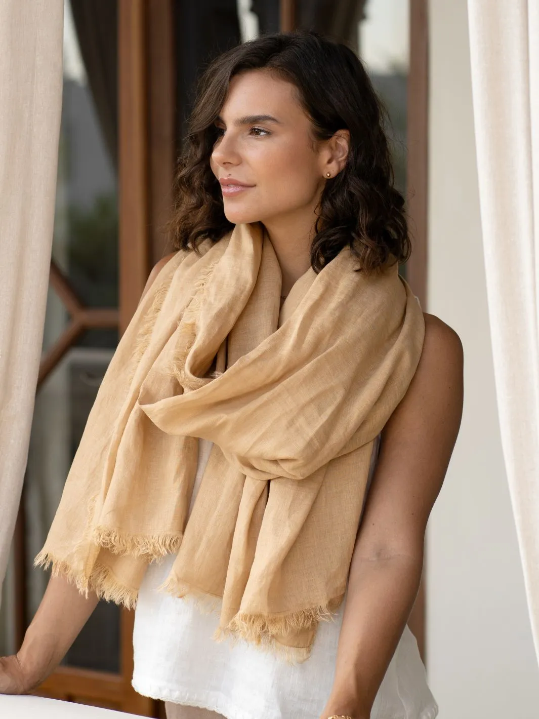 Omari Linen Scarf Sand