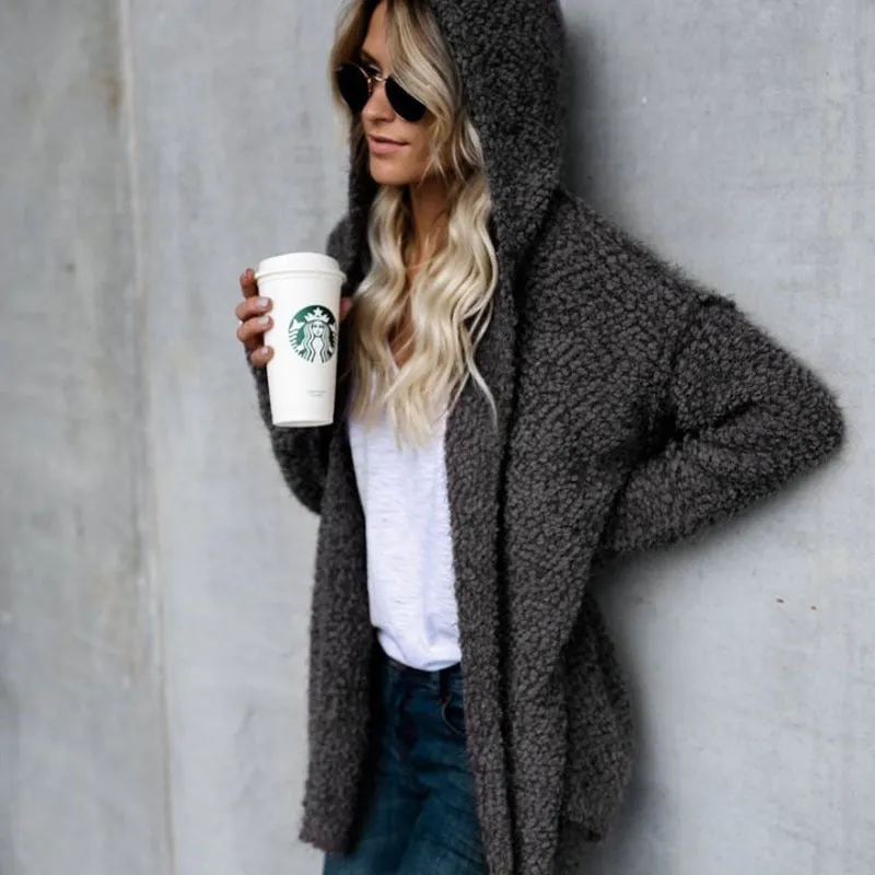 On Replay Fleece Open Front Long Hooded Cardigan