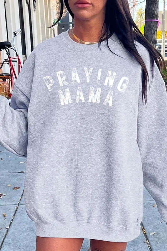 Praying Mama Christian Graphic Fleece Sweatshirts