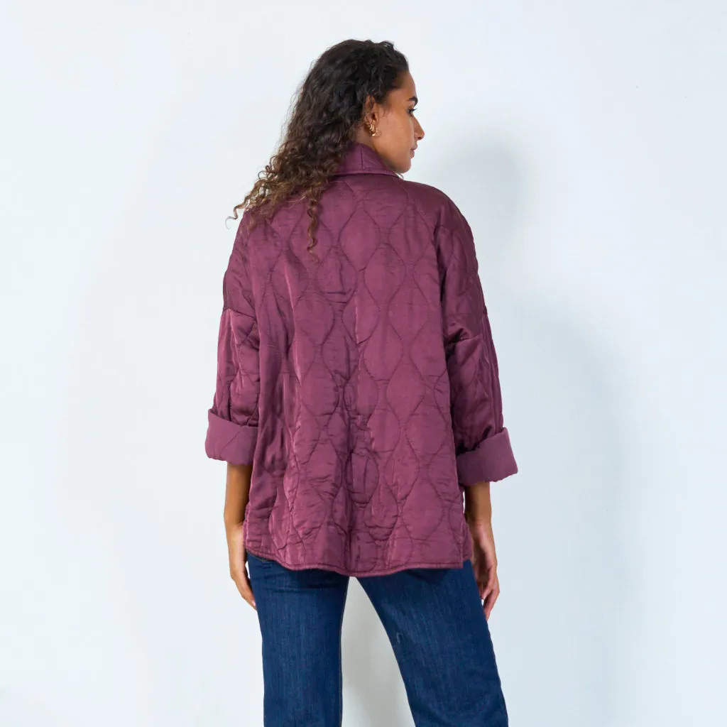 Quilted open-front jacket with rolled cuffs wholesale