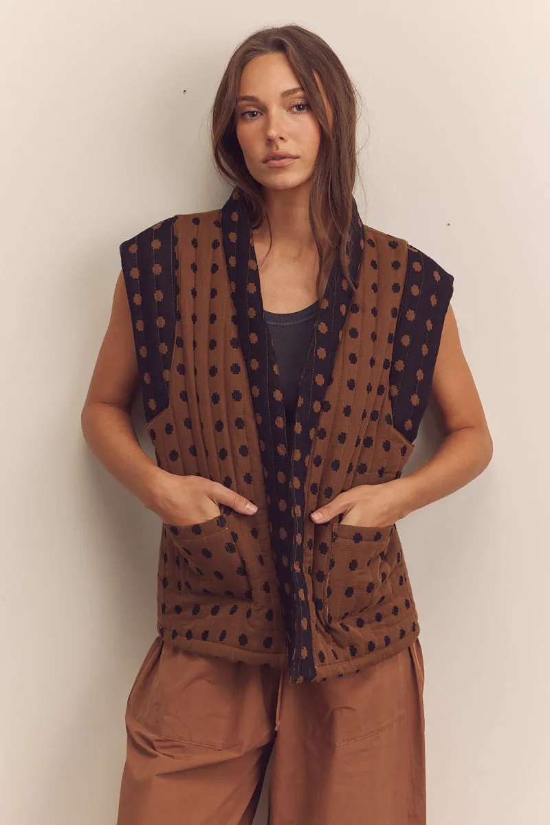 Quilted tie waist vest